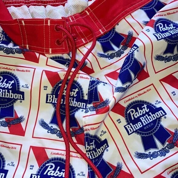 Pabst Blue Ribbon Beer PBR Size 3X Logo Branded Men’s Lined Swim Trunks AOP - Picture 4 of 6